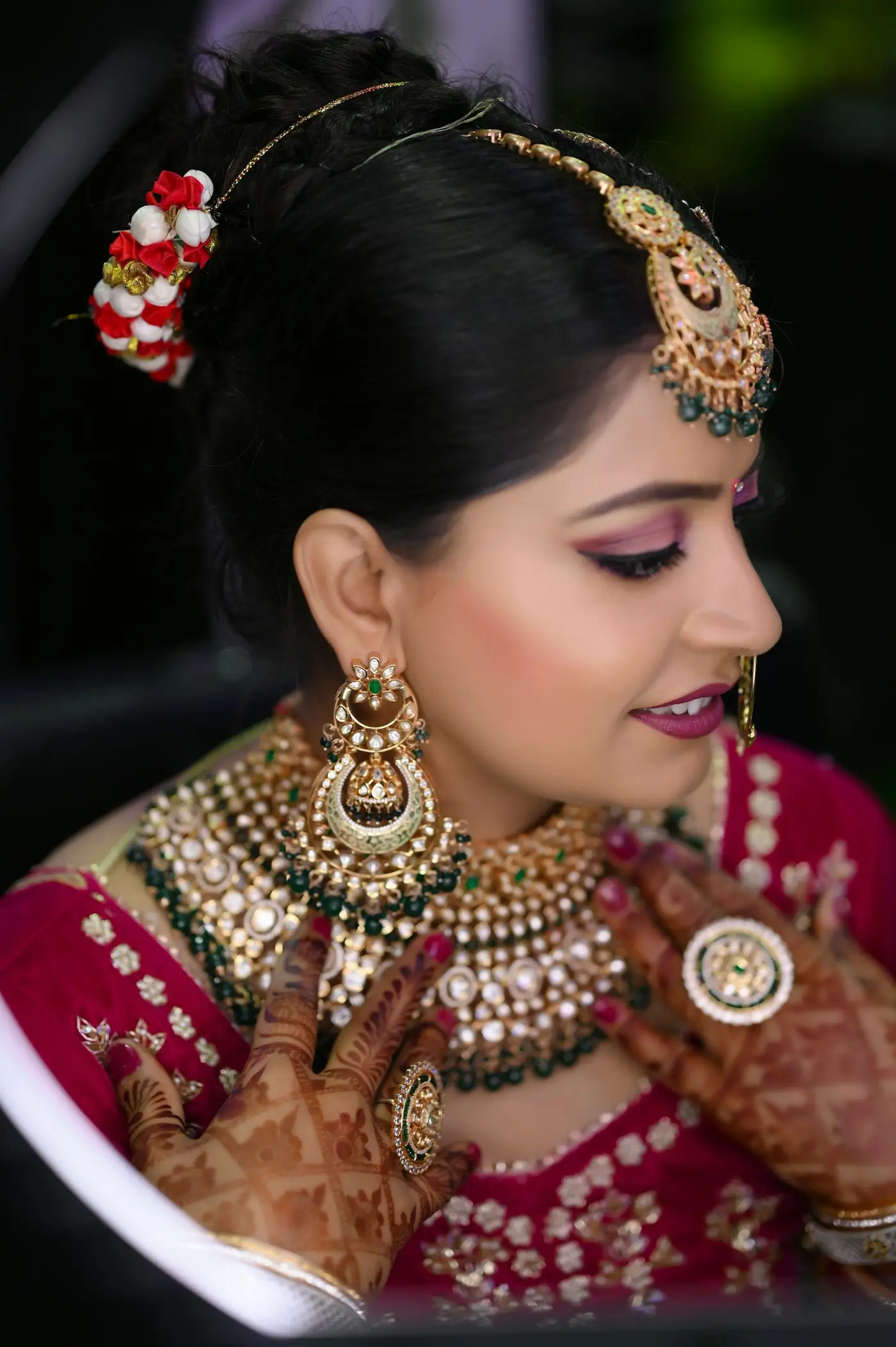 Bridal eye makeup being applied